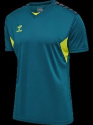 Hummel Męska koszulka hmlAUTHENTIC PL JERSEY S/S z poliestru niebiesko-zielona. Niebieskie t-shirty sportowe męskie HUMMEL, m, z jersey, bez ramiączek. Za 125.10 zł.