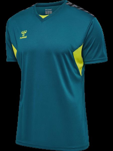 Hummel Męska koszulka hmlAUTHENTIC PL JERSEY S/S z poliestru niebiesko-zielona. Niebieskie t-shirty sportowe męskie HUMMEL, m, z jersey, bez ramiączek. Za 125.10 zł.