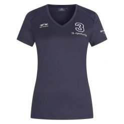 Koszulka damska HV Polo Favouritas Tech. Niebieskie bluzki sportowe damskie HV POLO, xl, z materiału, bez kołnierzyka, bez ramiączek. Za 241.50 zł.