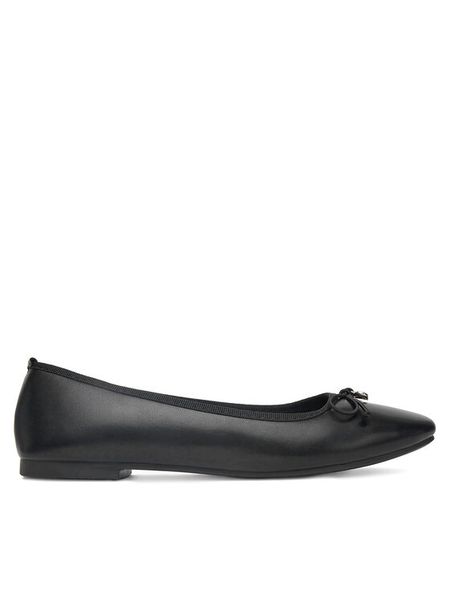 DeeZee Baleriny Z869-1 Czarny. Czarne baleriny damskie DeeZee, bez wzorów, ze skóry, bez obcasa. Za 79.99 zł.