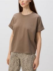 T-shirt kimono - brązowy. Brązowe t-shirty damskie Reserved, l, bez wzorów, z bawełny, bez kołnierzyka. W wyprzedaży za 29.99 zł.