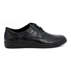 Joker Buty męskie skórzane 536J czarne. Czarne buty wizytowe męskie ze skóry, z okrągłym noskiem, bez zapięcia. Za 351.82 zł.