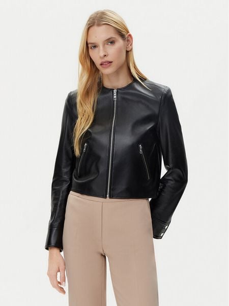 BOSS Kurtka skórzana Sadenita 50531325 Czarny Regular Fit. Czarne kurtki damskie Boss, bez wzorów, ze skóry, bez kaptura. Za 1,259.00 zł.