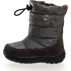 Kozaki zimowe "Pocks" w kolorze szarym. Szare buciki dla niemowląt Naturino, na zimę, z materiału, bez zapięcia. W wyprzedaży za 175.95 zł.