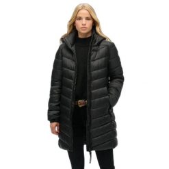 Damska kurtka z kapturem Superdry Fuji. Czarne kurtki damskie Superdry., l, bez wzorów, z materiału, z kapturem. Za 539.40 zł.