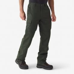 Spodnie cargo Solognac 100 Warm. Spodnie materiałowe męskie SOLOGNAC, bez wzorów, z materiału, sportowe. Za 129.99 zł.