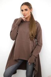 Bluza rozkloszowana u dołu mocca. Bluzy z kapturem damskie KESI, l, z bawełny. Za 238.37 zł.