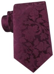 Burgundowy Krawat z Kwiatową Fakturą - Alties. Czerwone krawaty i muchy męskie Alties, bez wzorów, z tkaniny, eleganckie. Za 55.00 zł.