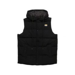 Kurtka bez rękawów z kapturem Superdry Everest. Czarne kurtki męskie Superdry., na zimę, l, z aplikacjami, z puchu, eleganckie, z kapturem. Za 461.50 zł.