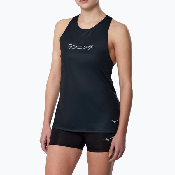 Koszulka do biegania damska Mizuno Core Graphic Tank Top. Czarne topy sportowe damskie Mizuno, s, bez wzorów, z materiału, bez ramiączek. Za 149.99 zł.
