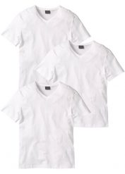 T-shirt z dekoltem w serek (3 szt.). Białe t-shirty męskie bonprix, l, bez wzorów, bez kołnierzyka. Za 112.99 zł.
