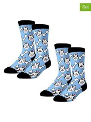 Lucky Socks Skarpety (2 pary) w kolorze błękitno-biało-czarnym rozmiar: 41-46. Białe skarpetki męskie Lucky Socks, bez wzorów, prążkowane. Za 34.99 zł.