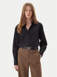 Tommy Hilfiger Koszula WW0WW45612 Czarny Relaxed Fit. Czarne koszule damskie Tommy Hilfiger, bez wzorów, z bawełny, bez kołnierzyka, bez ramiączek. Za 519.99 zł.