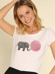 WOOOP Koszulka "Jumbo Bubble Gum" w kolorze białym rozmiar: XL. Białe bluzki damskie Wooop, xl, bez wzorów, z bawełny, bez kołnierzyka. Za 56.99 zł.