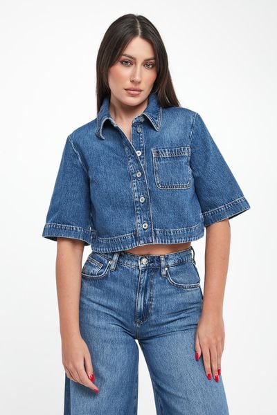 Koszula damska jeansowa LIU JO. Koszule damskie Liu Jo, bez wzorów, z jeansu, bez kołnierzyka, bez ramiączek. Za 649.00 zł.