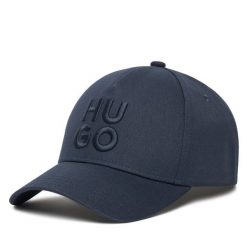 Czapka z daszkiem HUGO. Niebieskie czapki męskie Hugo, bez wzorów. Za 139.99 zł.