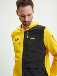 BLUZA MĘSKA SPORTOWA ROZPINANA PUMA PORSCHE HOODED SWEAT JACKET KOLOR ŻÓŁTY. Żółte bluzy bez kaptura męskie Puma, bez wzorów, z bawełny, sportowe, bez kołnierzyka, bez ramiączek. Za 351.29 zł.