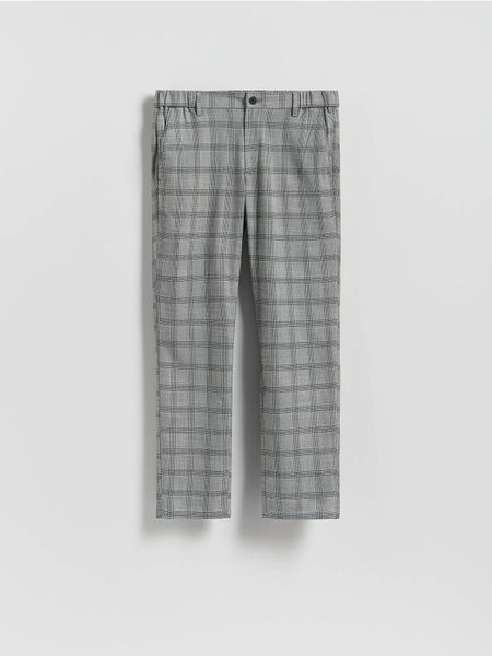 Spodnie chino slim w kratę - szary. Szare spodnie materiałowe męskie Reserved, bez wzorów, z tkaniny. Za 159.99 zł.