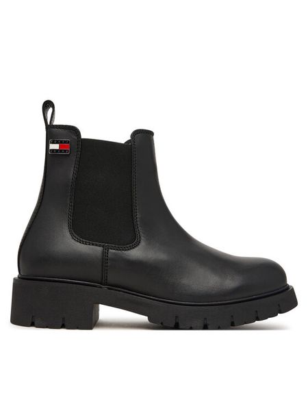 Tommy Jeans Sztyblety Tjw Cleated Chelsea Boots EN0EN03105 Czarny. Czarne botki damskie Tommy Jeans, z jeansu, bez obcasa, na płaskiej podeszwie, bez zapięcia. Za 649.99 zł.