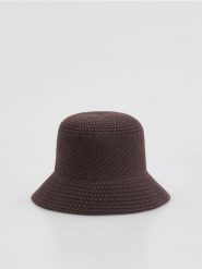 Kapelusz bucket - ciemnobrązowy. Brązowe kapelusze damskie Reserved, bez wzorów. Za 69.99 zł.