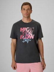 T-shirt bawełniany męski 4F 4FRSS26TTSHM4292. Czarne t-shirty męskie 4f, m, bez wzorów, z bawełny, bez kołnierzyka. Za 68.99 zł.