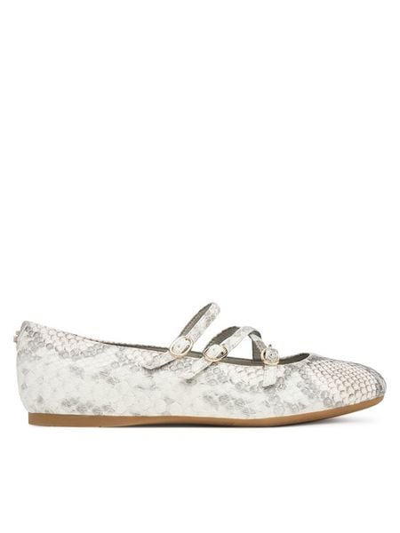 Guess Baleriny FLTKAL PEL02 Szary. Szare baleriny damskie Guess, z aplikacjami, ze skóry, bez obcasa. Za 269.99 zł.