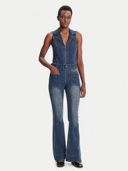 Desigual Kombinezon Glenn 25WWDD07 Granatowy Regular Fit. Niebieskie kombinezony damskie Desigual, s, bez wzorów, z bawełny, bez kołnierzyka, bez ramiączek. Za 639.99 zł.