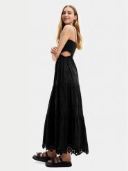 Desigual Sukienka letnia Malver 24SWVW12 Czarny Regular Fit. Czarne sukienki damskie Desigual, na lato, l, bez wzorów, z bawełny, bez kołnierzyka, bez ramiączek. Za 399.99 zł.