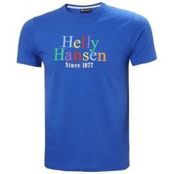 Koszulka sportowa męska Helly Hansen Core Graphic. Niebieskie t-shirty sportowe męskie Helly Hansen, m, z bawełny, bez ramiączek. Za 119.00 zł.