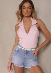 Niebieskie Szorty Jeansowe z Bawełny Ozdobione Cyrkoniami Folisca. Niebieskie szorty damskie Renee, z aplikacjami, z bawełny, eleganckie. Za 74.99 zł.