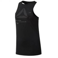 Koszulka treningowa damska Reebok Activchill Graphic. Czarne bluzki sportowe damskie Reebok, l, bez wzorów, z materiału, bez ramiączek. Za 174.00 zł.