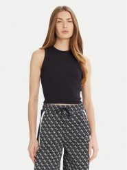 Guess Top V3GP19 K8RT2 Granatowy Slim Fit. Niebieskie topy damskie Guess, m, z aplikacjami, z wiskozy, bez kołnierzyka. Za 139.99 zł.