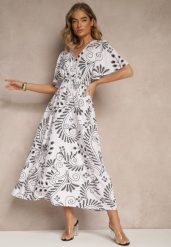 Biała Kopertowa Sukienka z Bawełną w Geometryczny Wzór Lunasena. Białe sukienki damskie Renee, na co dzień, na lato, m, bez wzorów, z bawełny, eleganckie, bez kołnierzyka, bez ramiączek, maxi, kopertowe. W wyprzedaży za 52.49 zł.