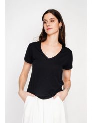 ASSUILI Koszulka w kolorze czarnym rozmiar: 42. Czarne t-shirty damskie Assuili, bez wzorów, bez kołnierzyka. Za 56.99 zł.