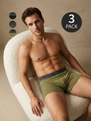 Bawełniane bokserki Long 3 pack - zielony. Zielone bokserki męskie Sinsay, bez wzorów, z bawełny. Za 35.99 zł.