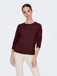 ONLY Sweter w kolorze bordowym rozmiar: S. Czerwone swetry klasyczne damskie Only, s, bez kołnierzyka. Za 89.95 zł.