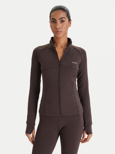 Guess Bluza V6RP15 KD952 Brązowy Slim Fit. Brązowe bluzy bez kaptura damskie Guess, xl, z syntetyku. Za 349.99 zł.