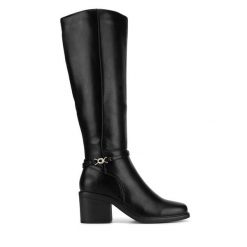 Kozaki Clara Barson. Czarne kozaki damskie Clara Barson, bez obcasa, na słupku. Za 229.99 zł.