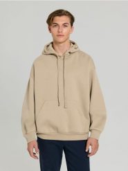 Bluza hoodie comfort fit - beżowy. Brązowe bluzy bez kaptura męskie Sinsay, l. Za 39.99 zł.