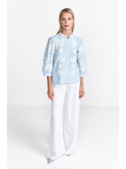 Rich & Royal Bluzka w kolorze błękitnym rozmiar: 34. Niebieskie bluzki damskie Rich & Royal, bez wzorów, z bawełny, bez kołnierzyka, bez ramiączek. Za 249.95 zł.