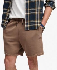 Superdry Micro Logo Shorts – Relaxed Fit, mieszanka bawełny. Brązowe szorty męskie Superdry., bez wzorów, z bawełny, klasyczne. Za 301.95 zł.