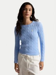 Polo Ralph Lauren Sweter 211971869512 Niebieski jasny Slim Fit. Niebieskie swetry klasyczne damskie Polo Ralph Lauren, m, z bawełny, bez kołnierzyka. Za 949.99 zł.