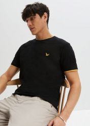 T-shirt (2 szt.). Czarne t-shirty męskie bonprix, l, bez wzorów, bez kołnierzyka. Za 117.99 zł.