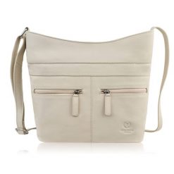 Torebka damska skórzana na ramię pojemna beżowa Paolo Peruzzi AY-23-BG. Brązowe torebki klasyczne damskie bez wzorów, z materiału, bez dodatków. Za 219.00 zł.