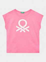 United Colors Of Benetton T-Shirt 3I1XC10C0 Różowy Regular Fit. Czerwone koszulki dziewczęce United Colors Of Benetton, bez wzorów, z bawełny, bez ramiączek. Za 49.99 zł.