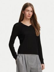 Calvin Klein Sweter LV044H300G Czarny Regular Fit. Czarne swetry klasyczne damskie CALVIN KLEIN, m, bez kołnierzyka. Za 489.99 zł.