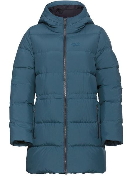 Jack Wolfskin Płaszcz puchowy "Frozen Palace" w kolorze niebieskim rozmiar: M. Niebieskie płaszcze damskie Jack Wolfskin, m, bez wzorów, z materiału. Za 719.66 zł.