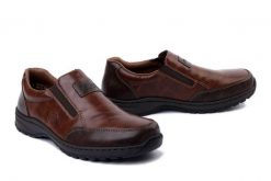RIEKER 03354-26 brown, półbuty męskie. Brązowe półbuty męskie Rieker, bez zapięcia. Za 399.90 zł.