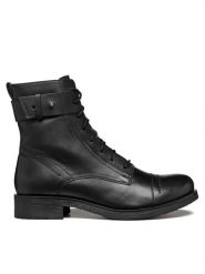 Geox Trzewiki D Rawelle D466RC 0TU43 C9999 Czarny. Czarne botki damskie Geox, ze skóry, bez obcasa, na płaskiej podeszwie, bez zapięcia. Za 479.99 zł.