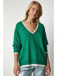 Happiness Istanbul Sweter w kolorze zielonym rozmiar: onesize. Zielone swetry klasyczne damskie Happiness Istanbul, ze splotem, bez kołnierzyka. Za 95.69 zł.